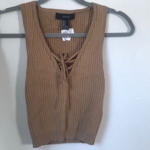 new forever 21 fitted lace up crop top